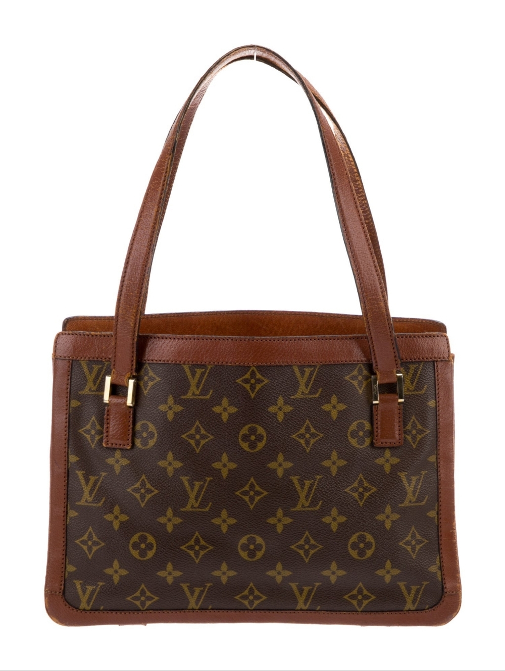Louis Vuitton Brown Monogram Canvas Tote with Tan Leather Trim